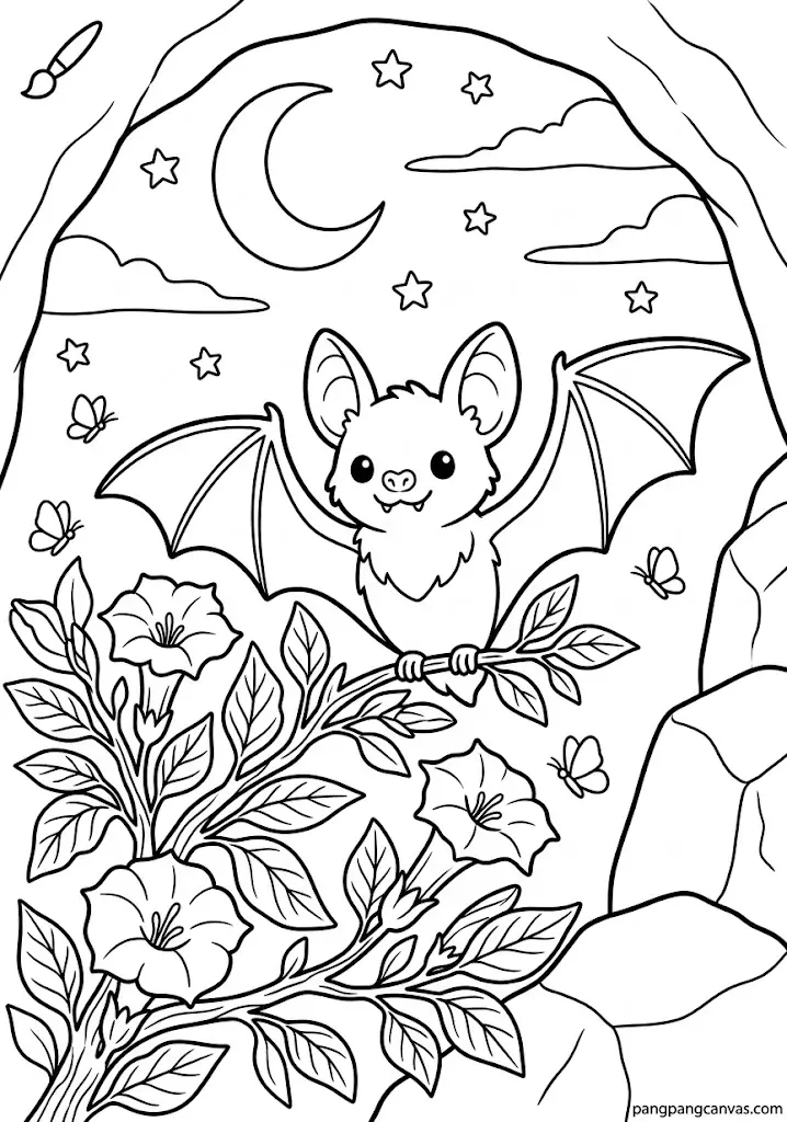 Bat coloring pages 박쥐 색칠공부 도안