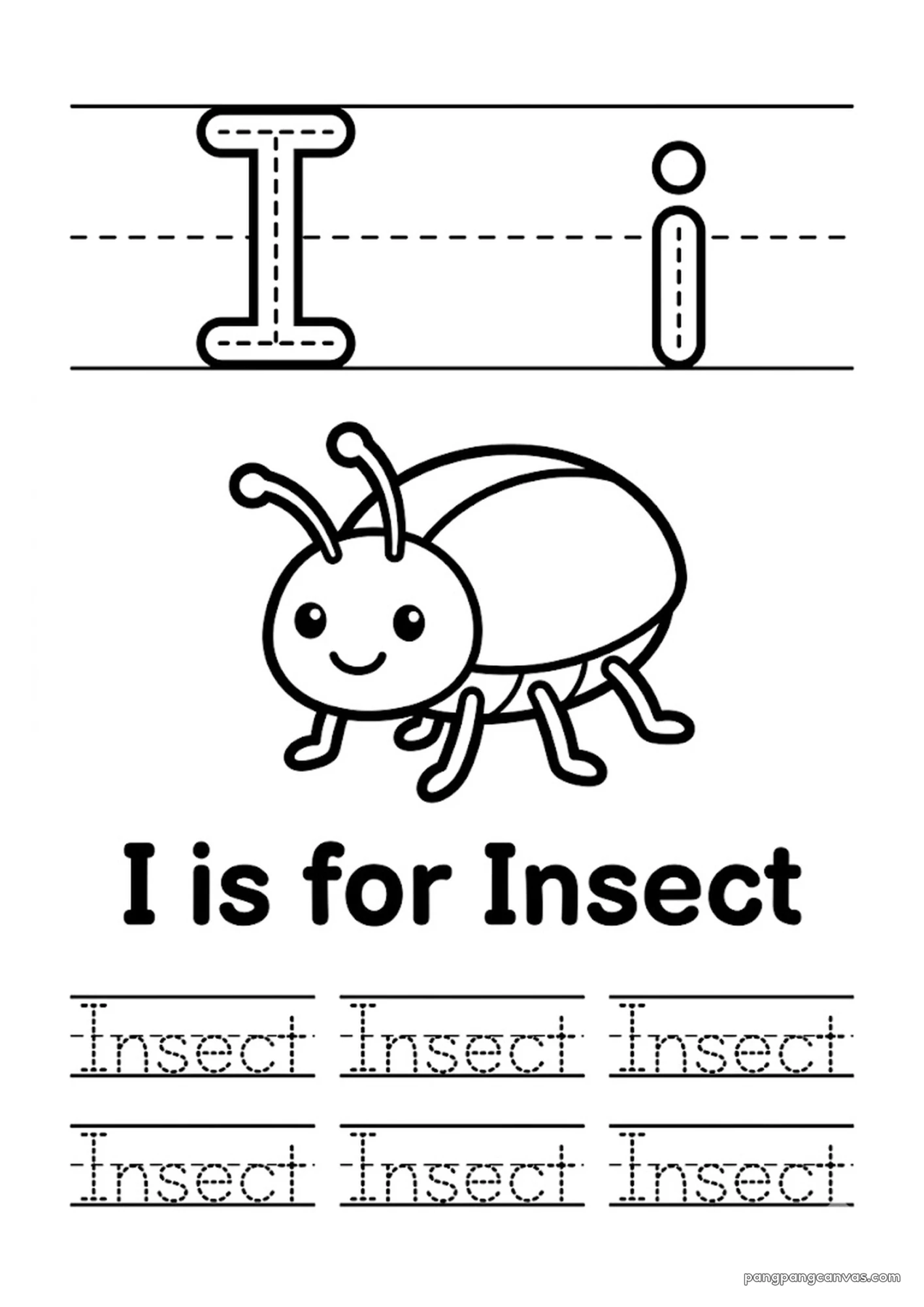 I for Insect 알파벳 따라쓰기 무료 학습지