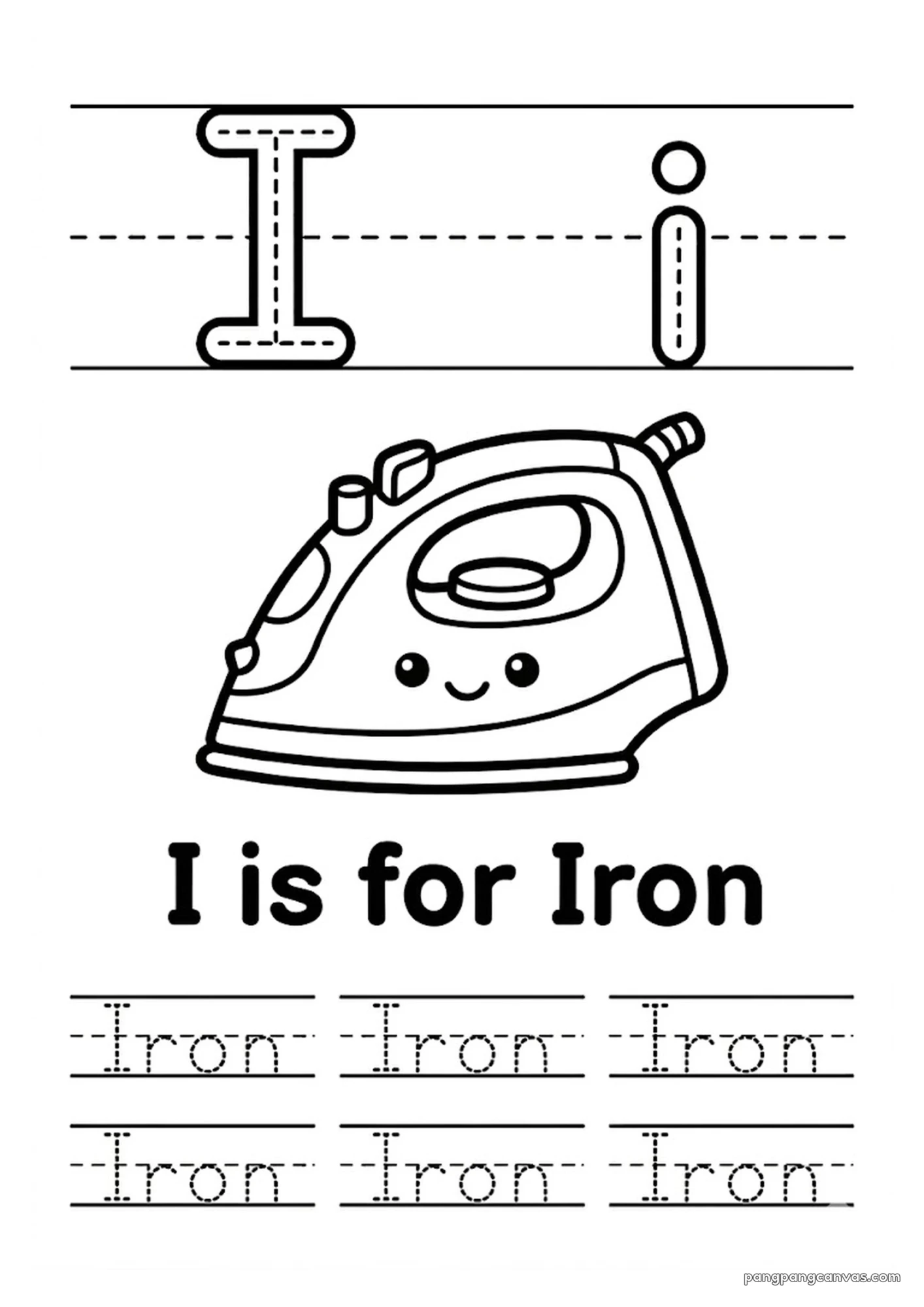 I for Iron 알파벳 따라쓰기 무료 학습지