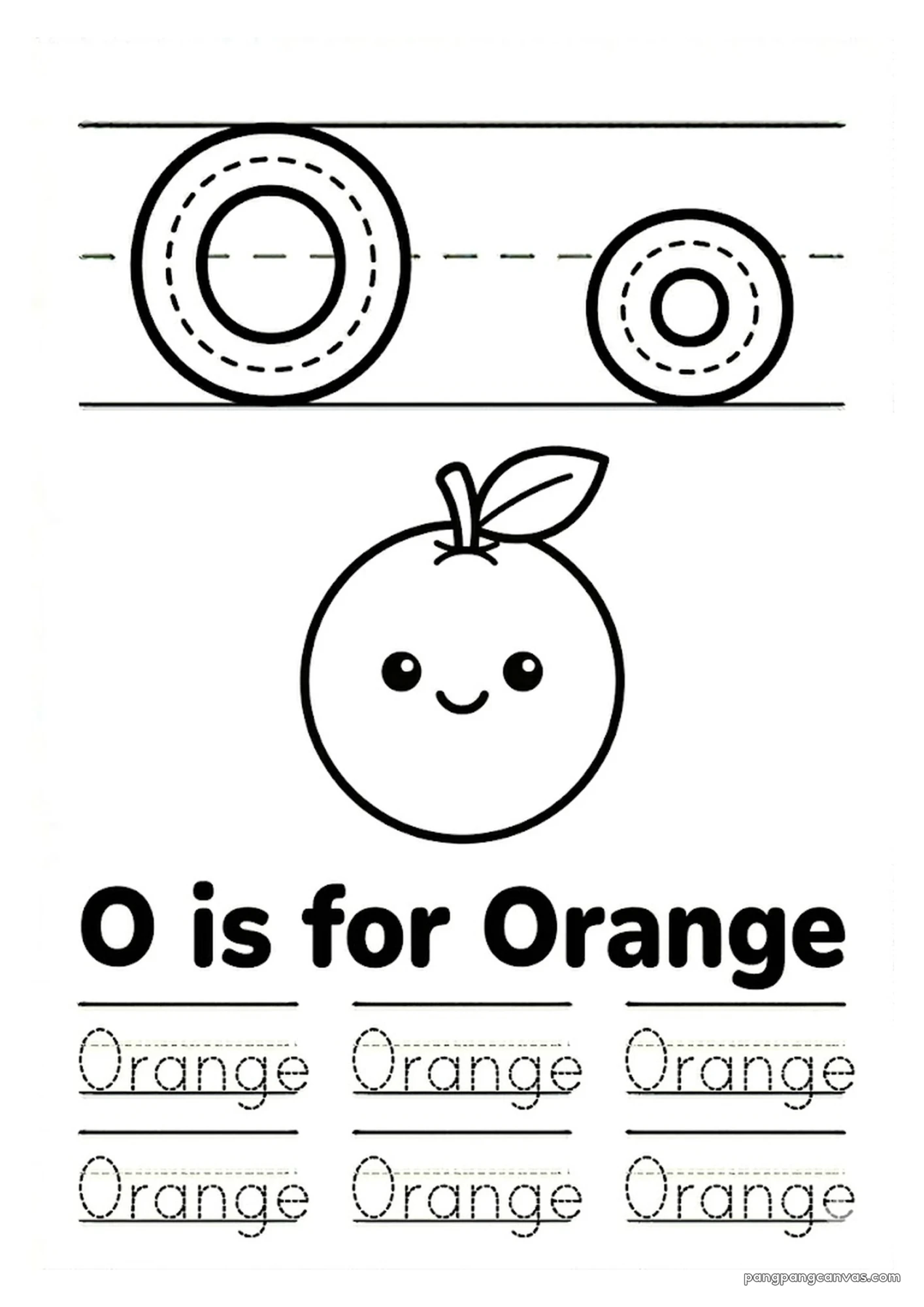 O for Orange 알파벳 따라쓰기 무료 학습지