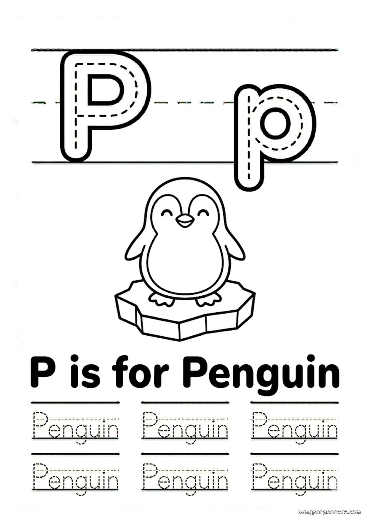 P for Penguin 알파벳 따라쓰기 무료 학습지