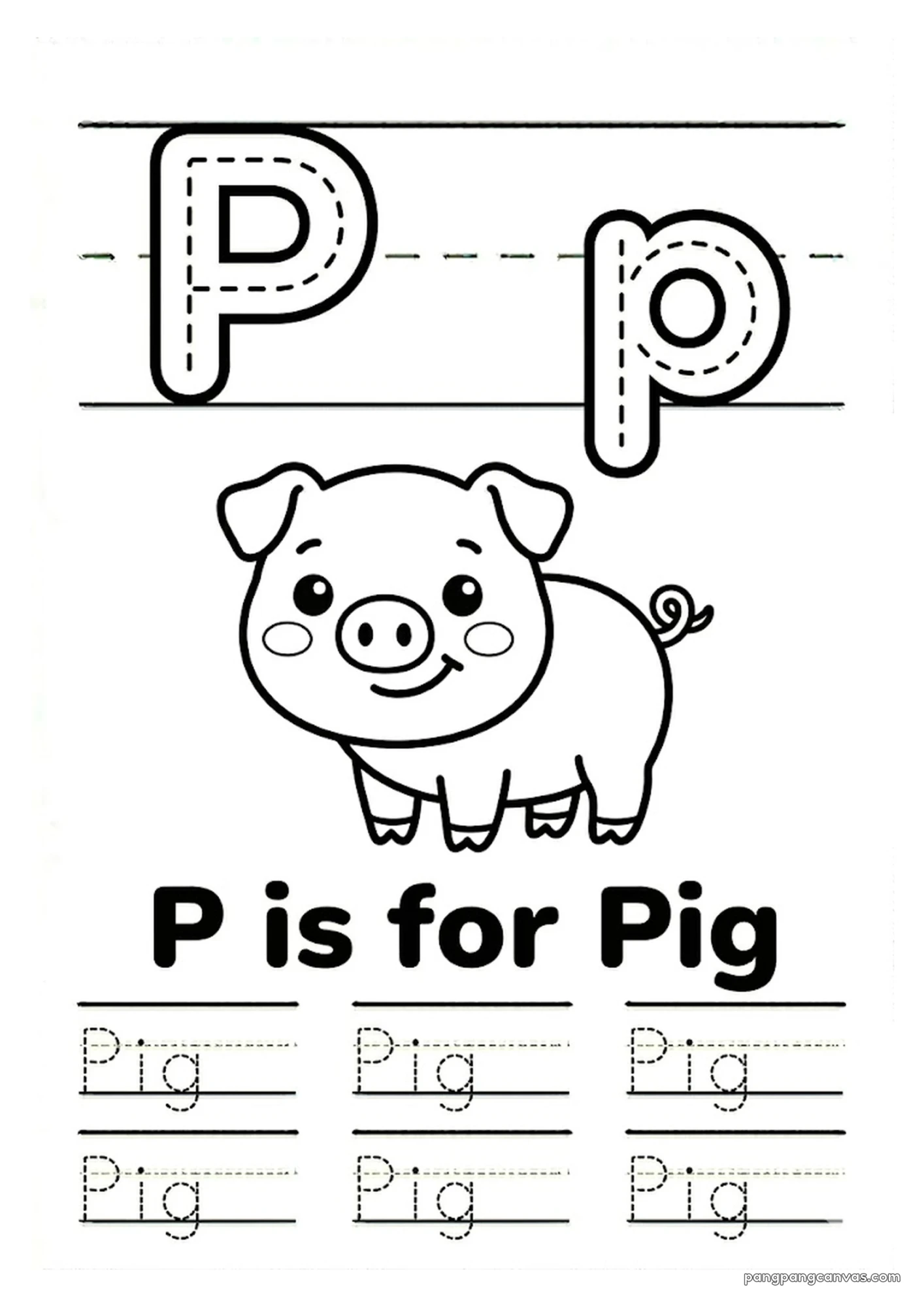 P for Pig 알파벳 따라쓰기 무료 학습지