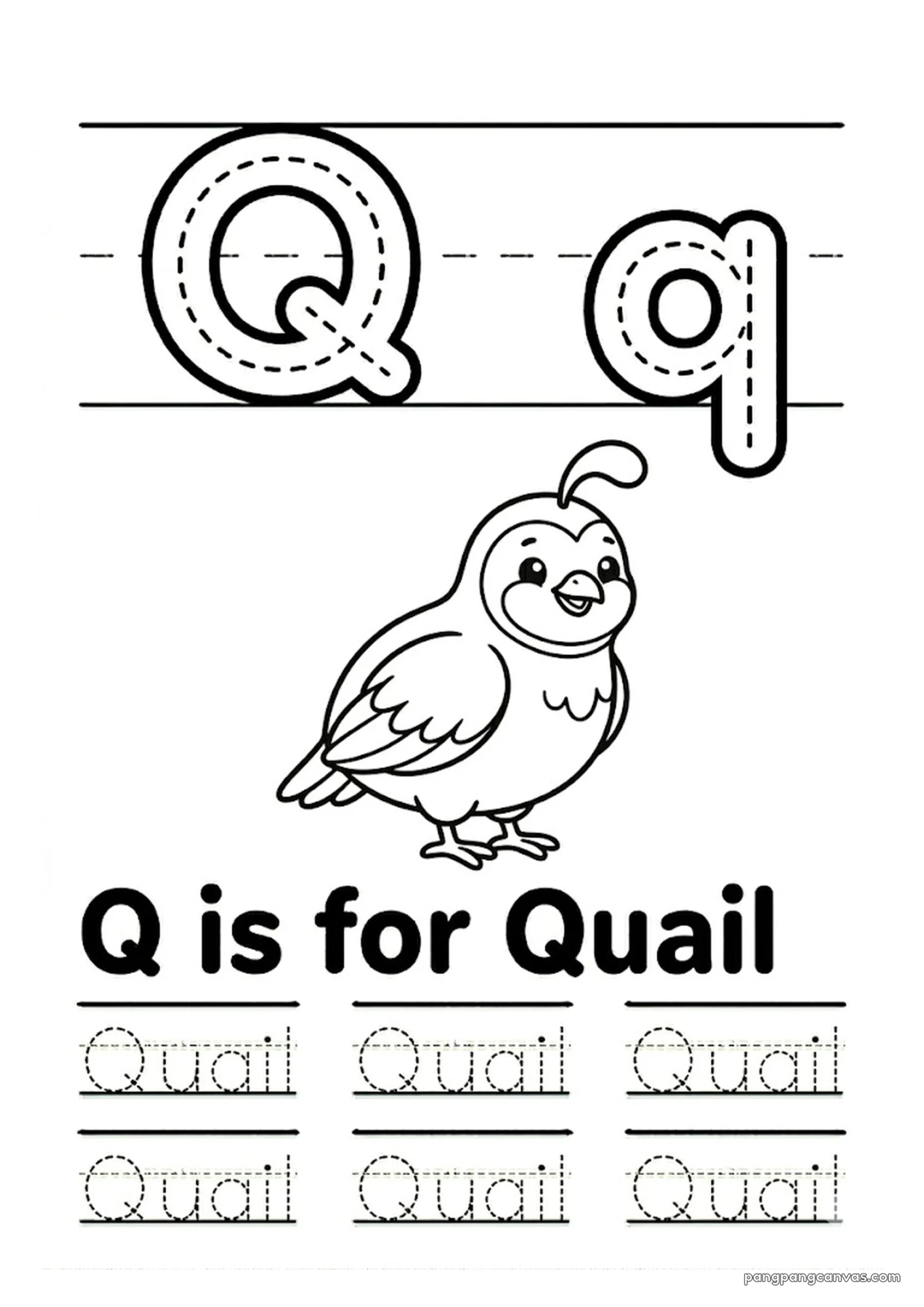Q for Quail 알파벳 따라쓰기 무료 학습지