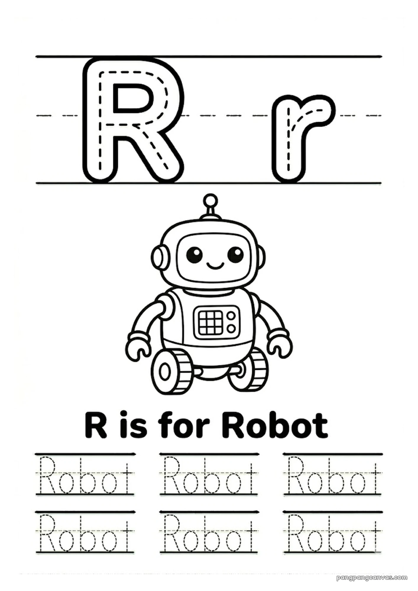 R for Robot 알파벳 따라쓰기 무료 학습지
