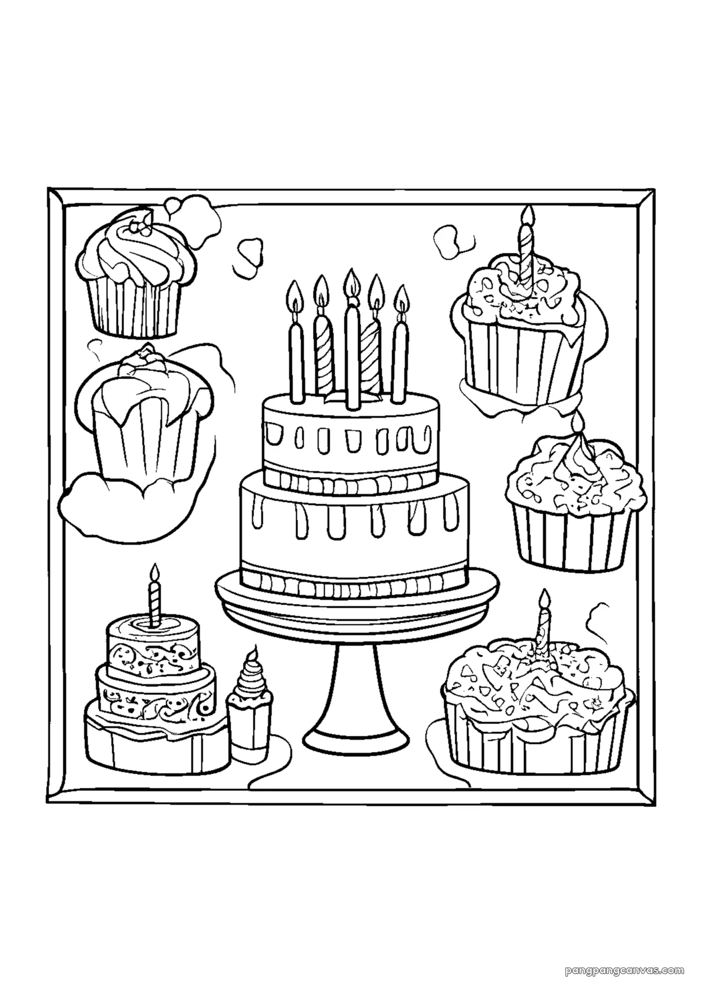 귀여운 강아지 생일 케이크 색칠공부 도안 무료 프린트
