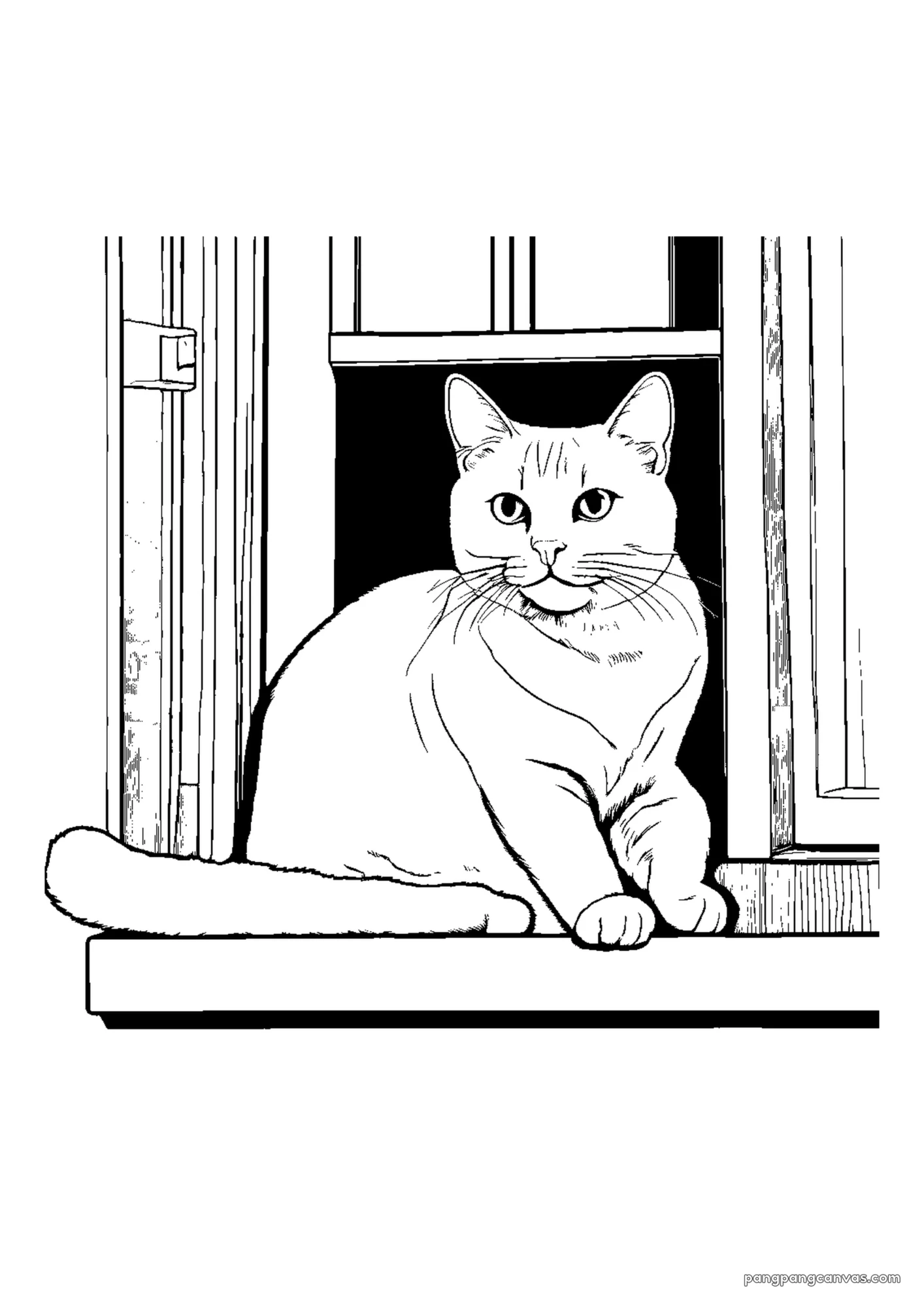 귀여운 고양이 창문턱 색칠공부 도안 무료 프린트