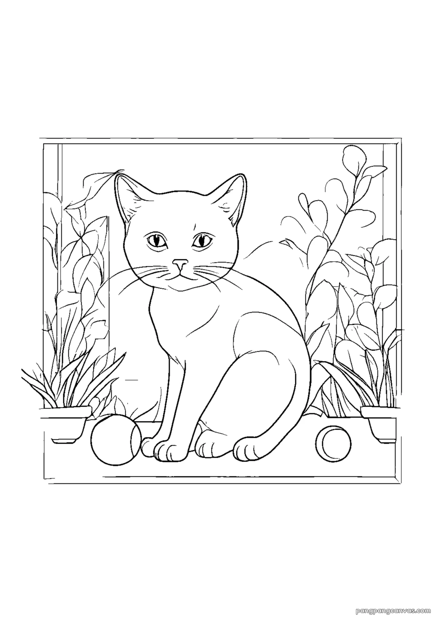 고양이 공놀이 색칠공부 도안 무료 프린트