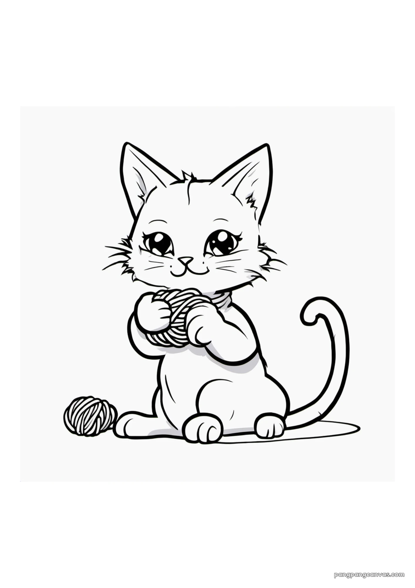 아기 고양이 실타래 놀이 색칠공부 도안 무료 프린트