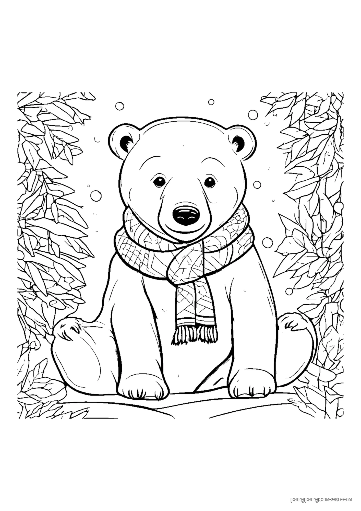 북극곰 크리스마스 목도리 색칠공부 도안 무료 프린트