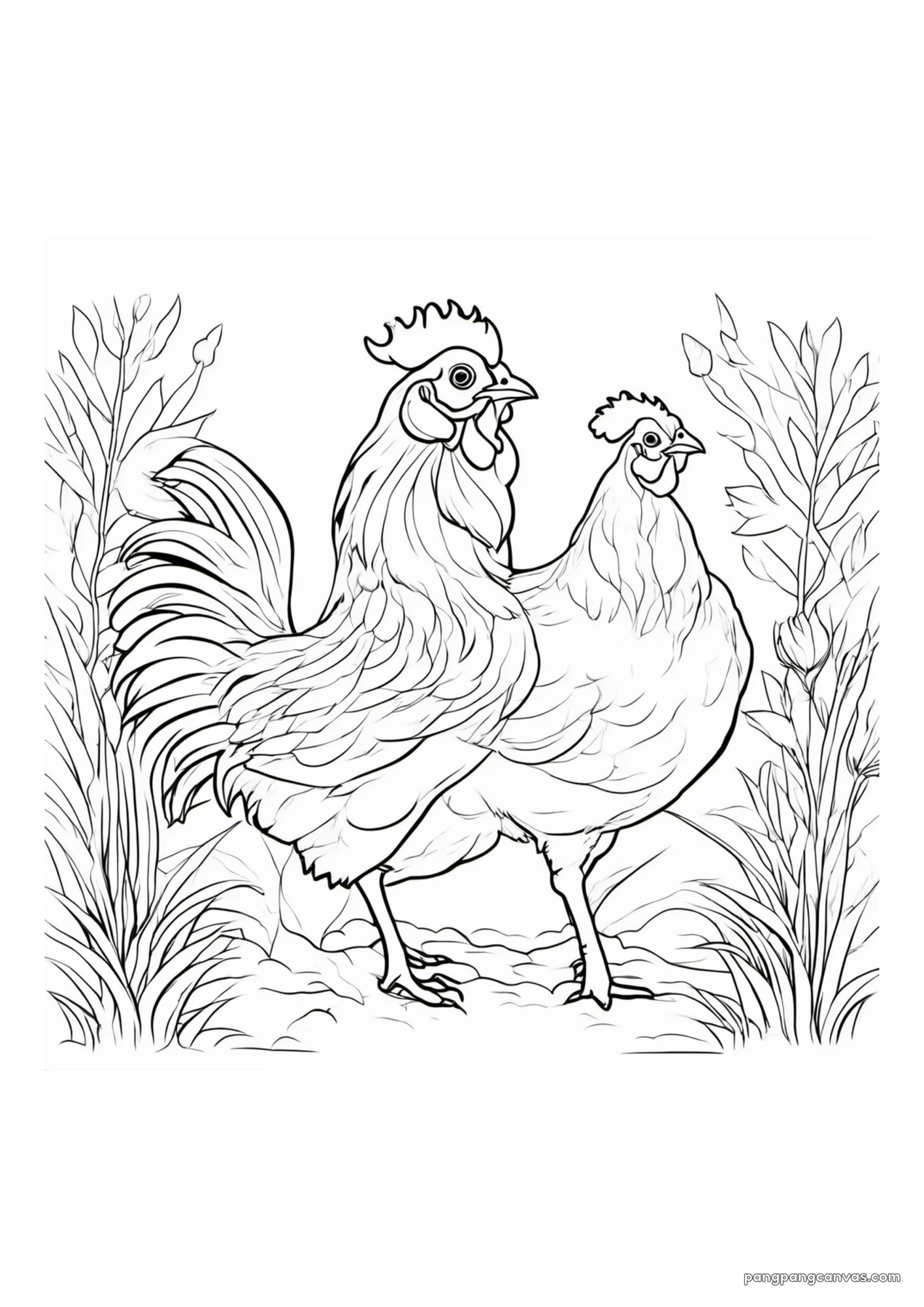 귀여운 닭 마당 색칠공부 도안 무료 프린트
