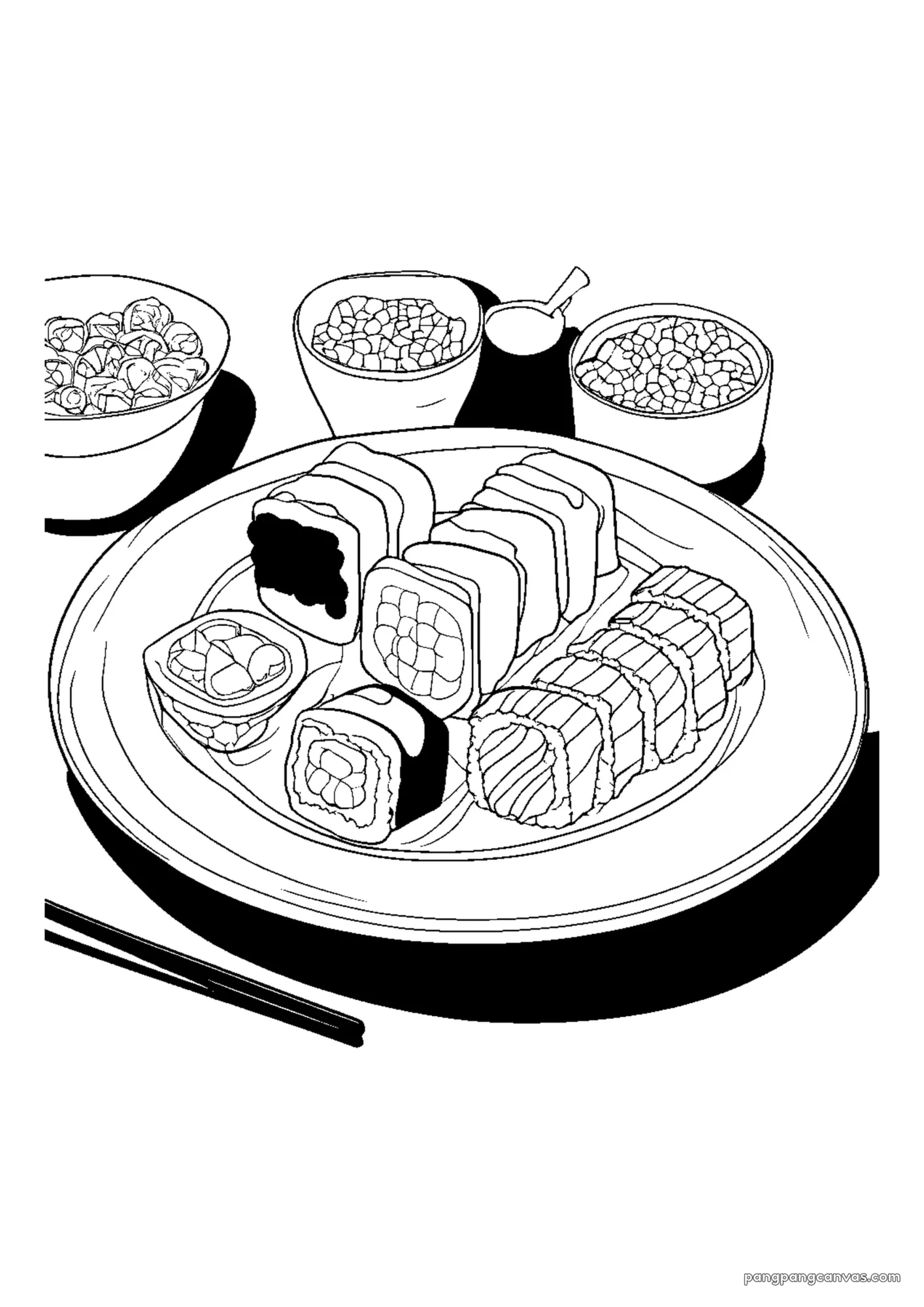 스시 맛있는 음식 색칠공부 도안 무료 프린트