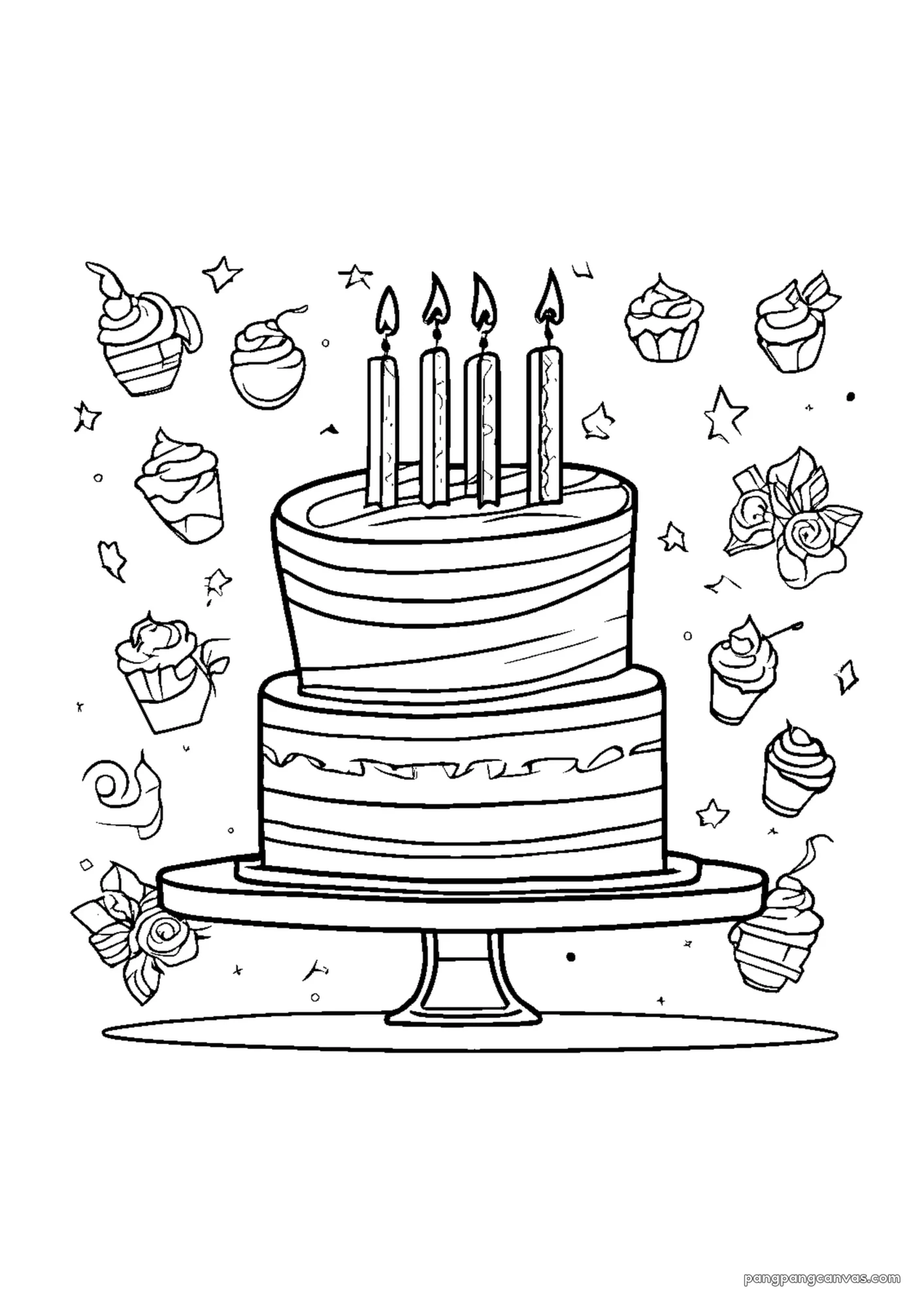 생일 케이크 색칠공부 도안 무료 프린트