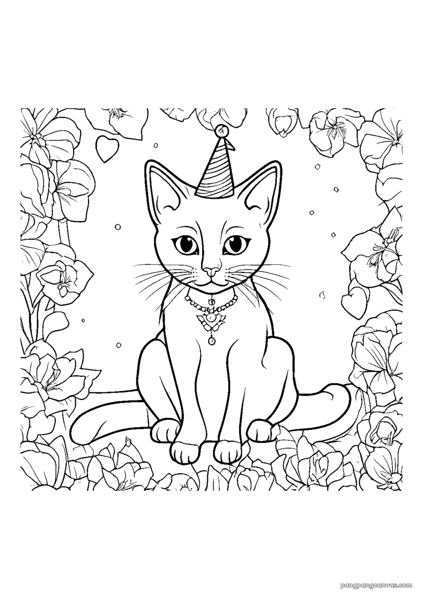 고양이 생일 파티 색칠공부 도안 무료 프린트