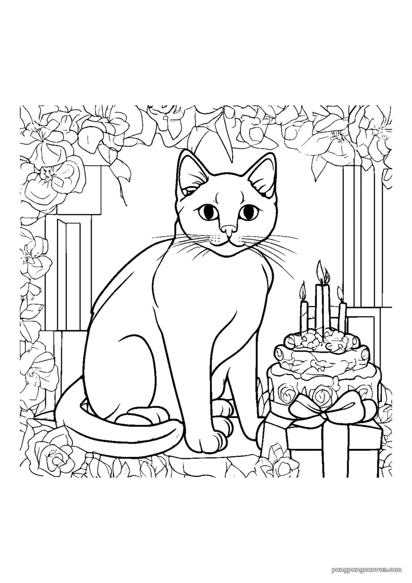 고양이 생일 파티 풍선 색칠공부 도안 무료 프린트