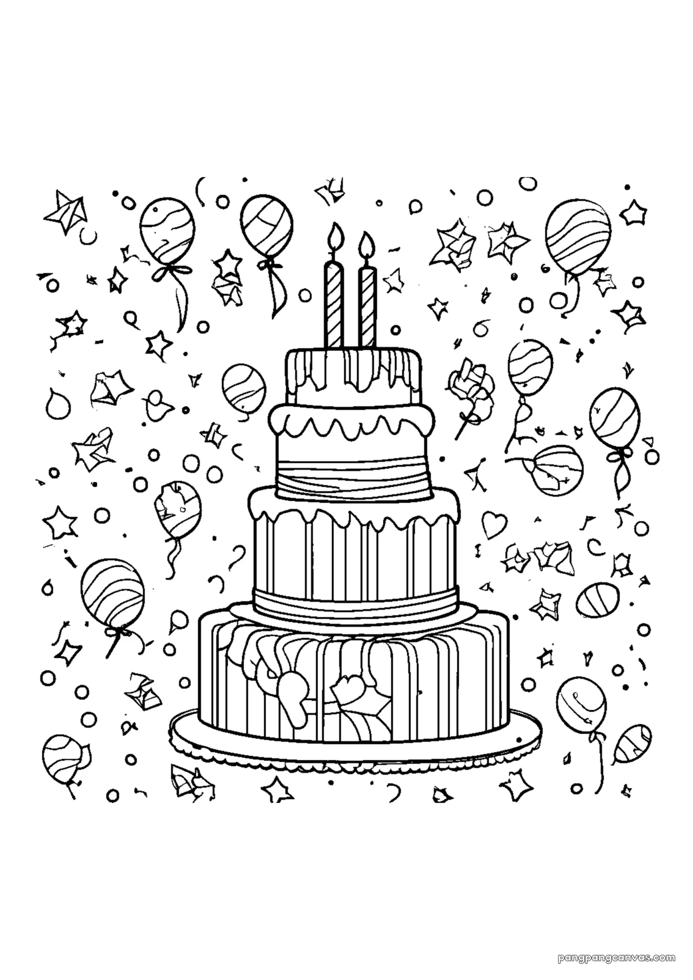 귀여운 강아지 생일 confetti 색칠공부 도안 무료 프린트