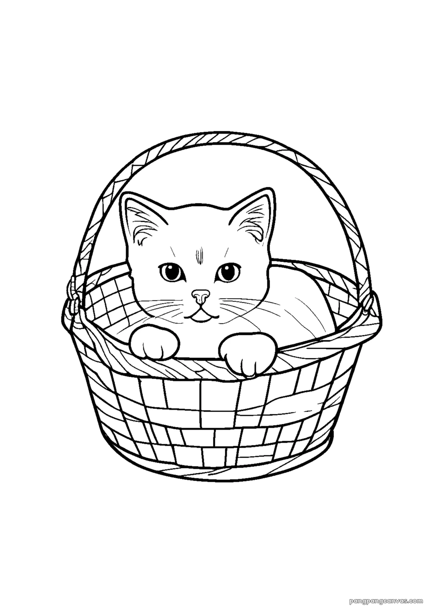 아기 고양이 바구니 색칠공부 도안 무료 프린트
