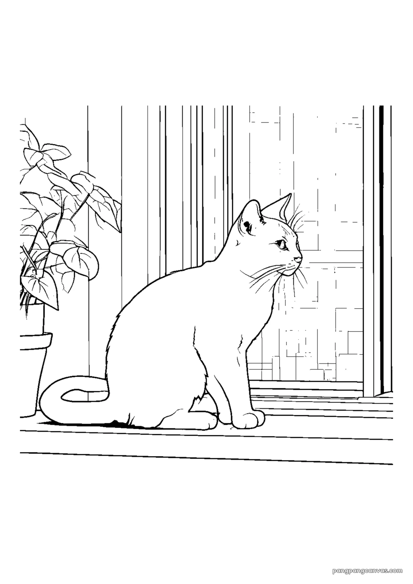 귀여운 고양이 창턱 색칠공부 도안 무료 프린트