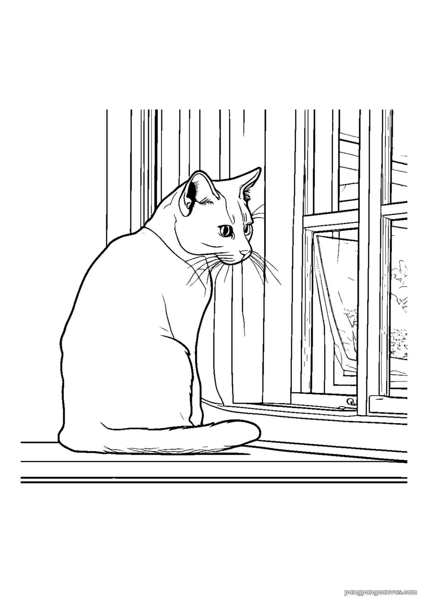 귀여운 고양이 창턱 색칠공부 도안 무료 프린트
