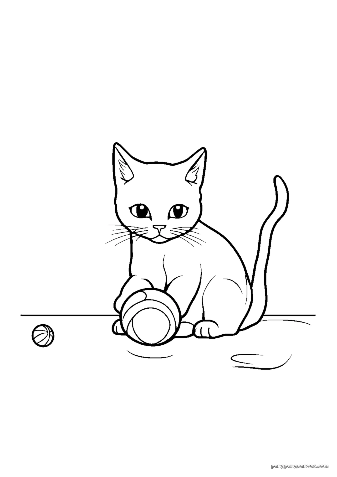 귀여운 고양이 공 가지고 노는 색칠공부 도안 무료 프린트