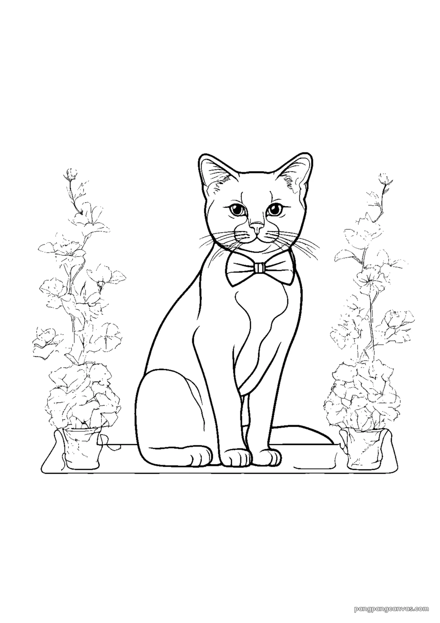 귀여운 고양이 리본 색칠공부 도안 무료 프린트