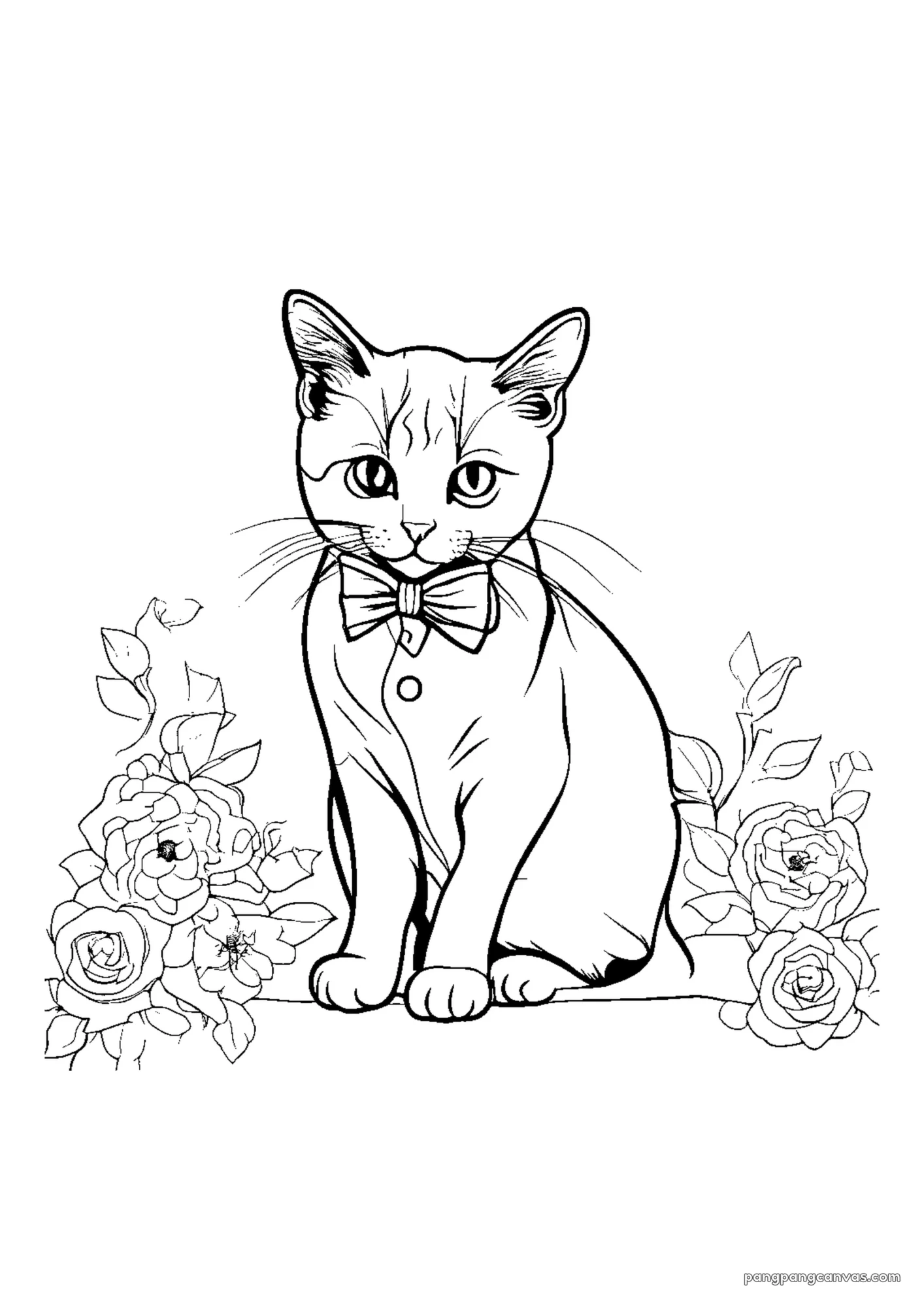 귀여운 고양이 리본 색칠공부 도안 무료 프린트