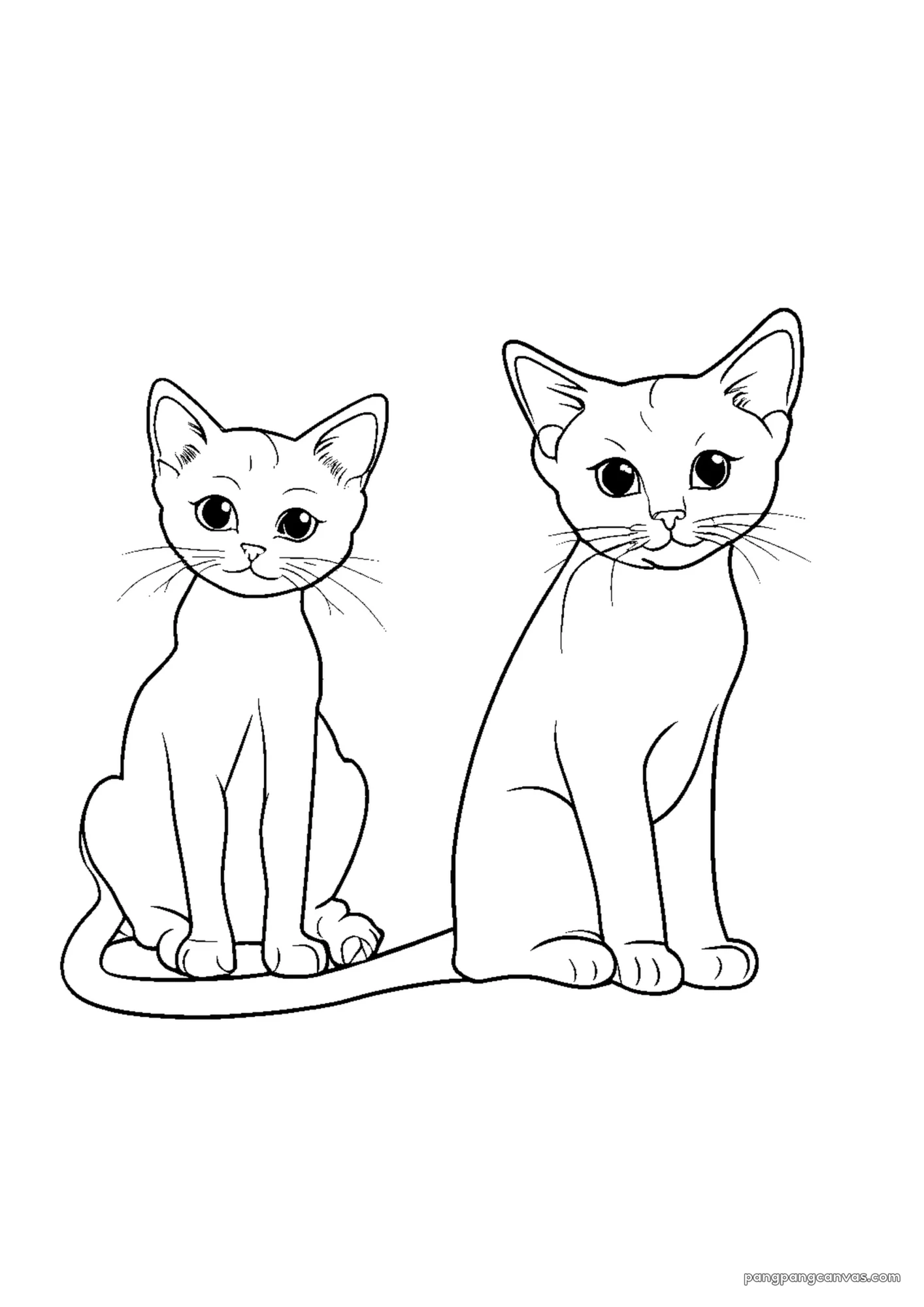귀여운 고양이 두 마리 놀이 색칠공부 도안 무료 프린트