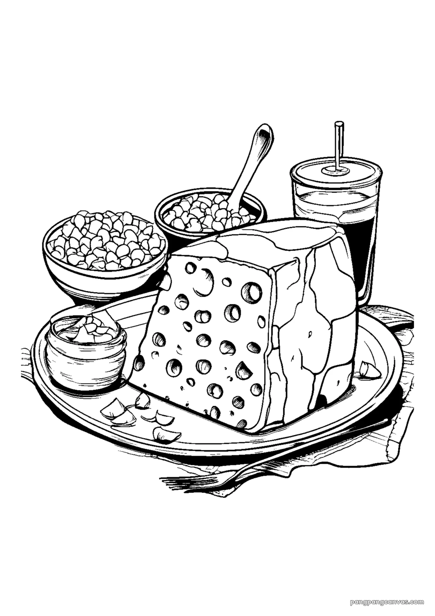 치즈 덩어리 색칠공부 도안 무료 프린트