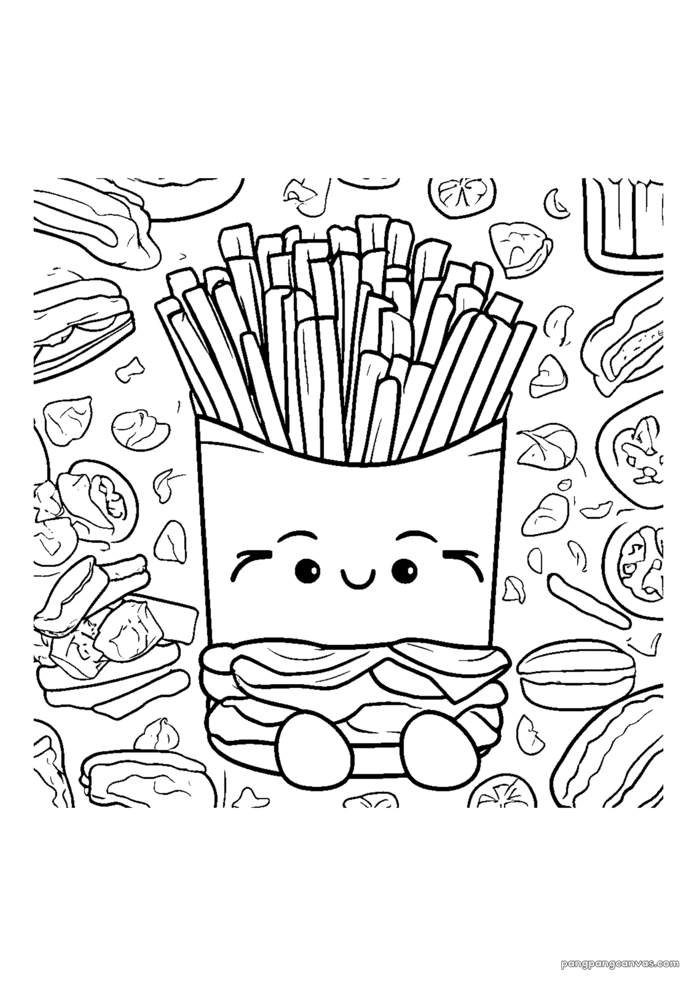 감자튀김 맛있는 식당 색칠공부 도안 무료 프린트