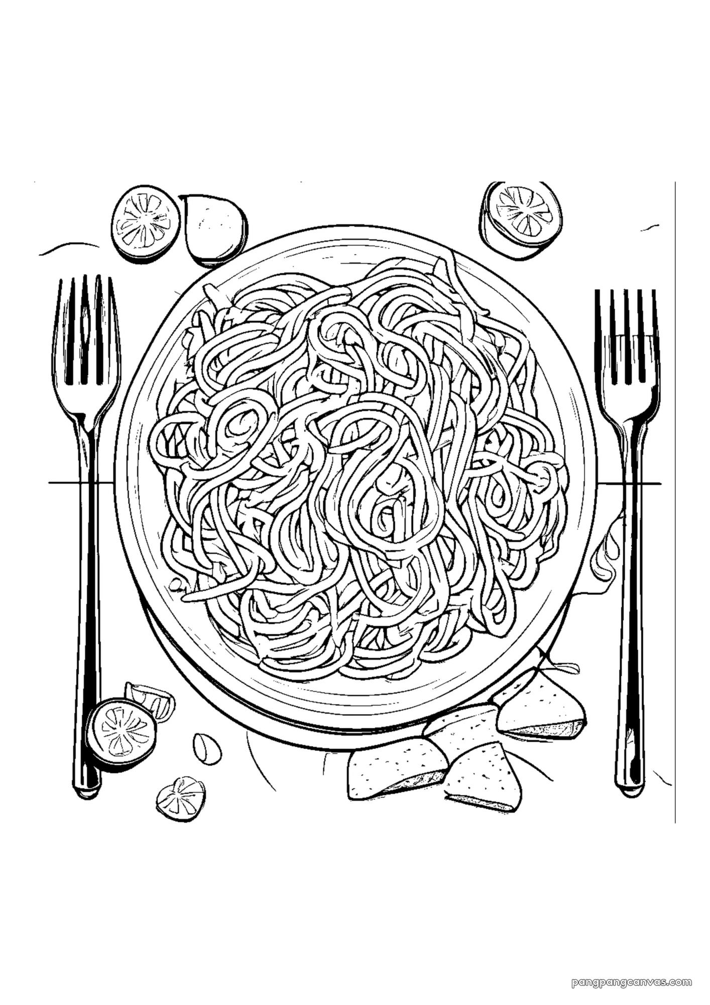 맛있는 스파게티 식탁 색칠공부 도안 무료 프린트
