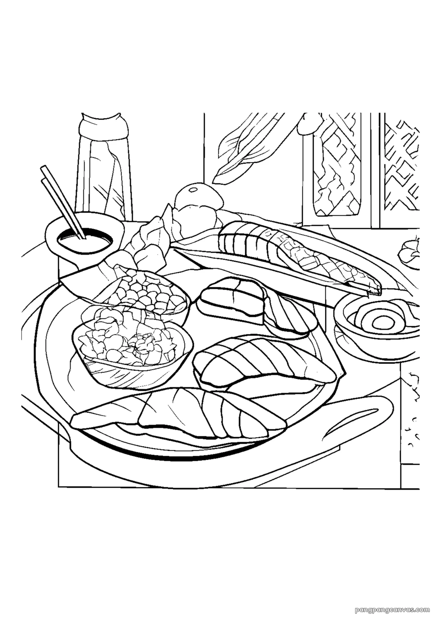 스시 맛있는 스시 색칠공부 도안 무료 프린트