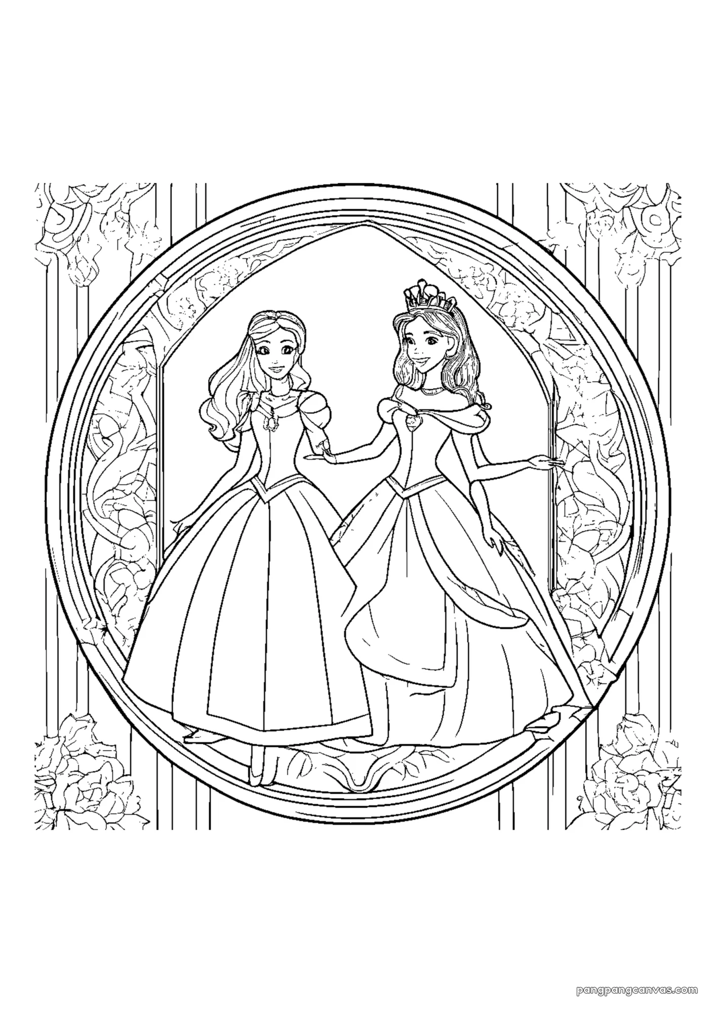예쁜 공주 마법 거울 속 자신을 보는 색칠공부 도안 무료 프린트